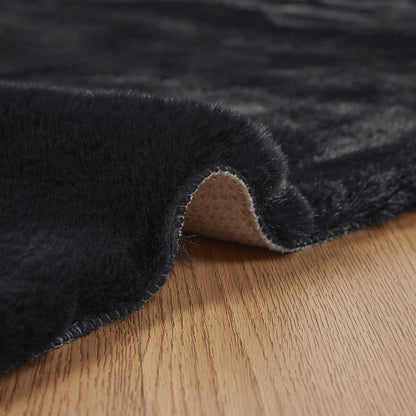 Anti-Slip Faux Rabbit Fur Rug OLITE Black Ø 160 cm Polyester