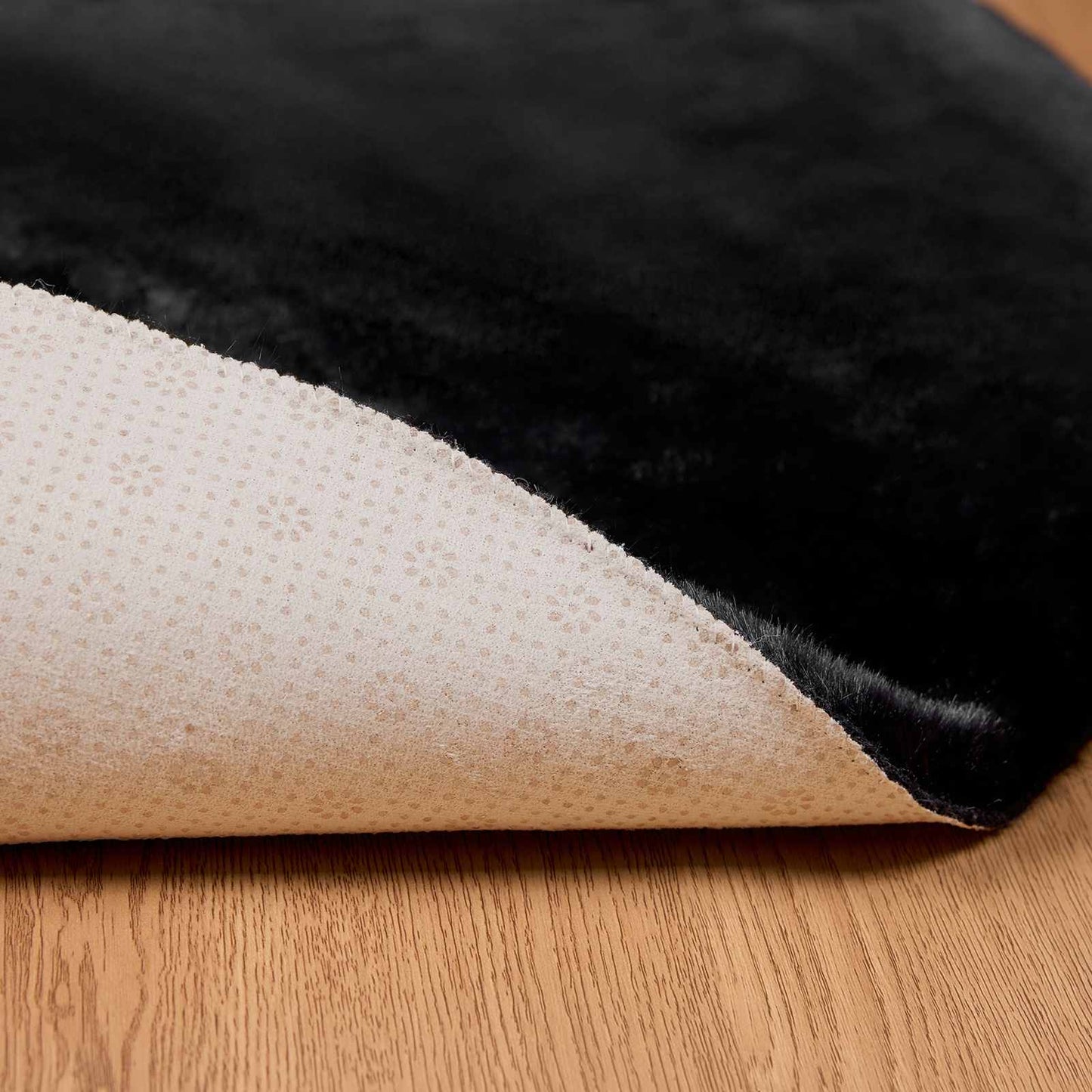 Anti-Slip Faux Rabbit Fur Rug OLITE Black Ø 160 cm Polyester