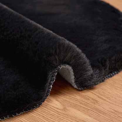 Anti-Slip Faux Rabbit Fur Rug OLITE Black 80 x 120 cm Polyester