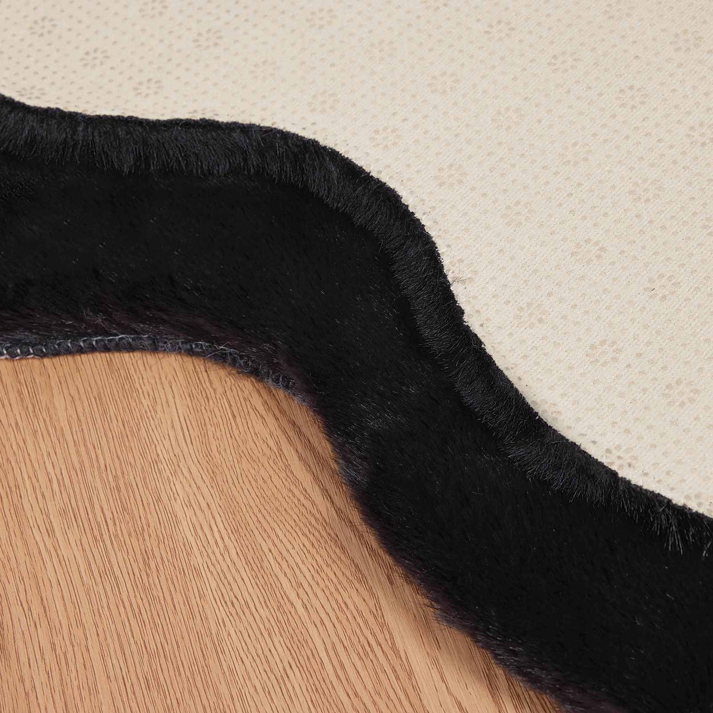 Anti-Slip Faux Rabbit Fur Rug OLITE Black 80 x 120 cm Polyester