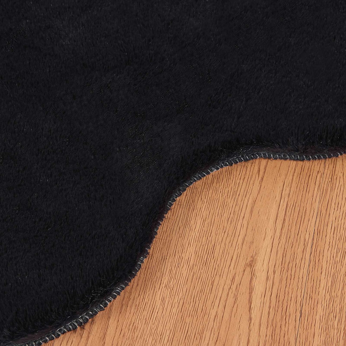 Anti-Slip Faux Rabbit Fur Rug OLITE Black 80 x 120 cm Polyester