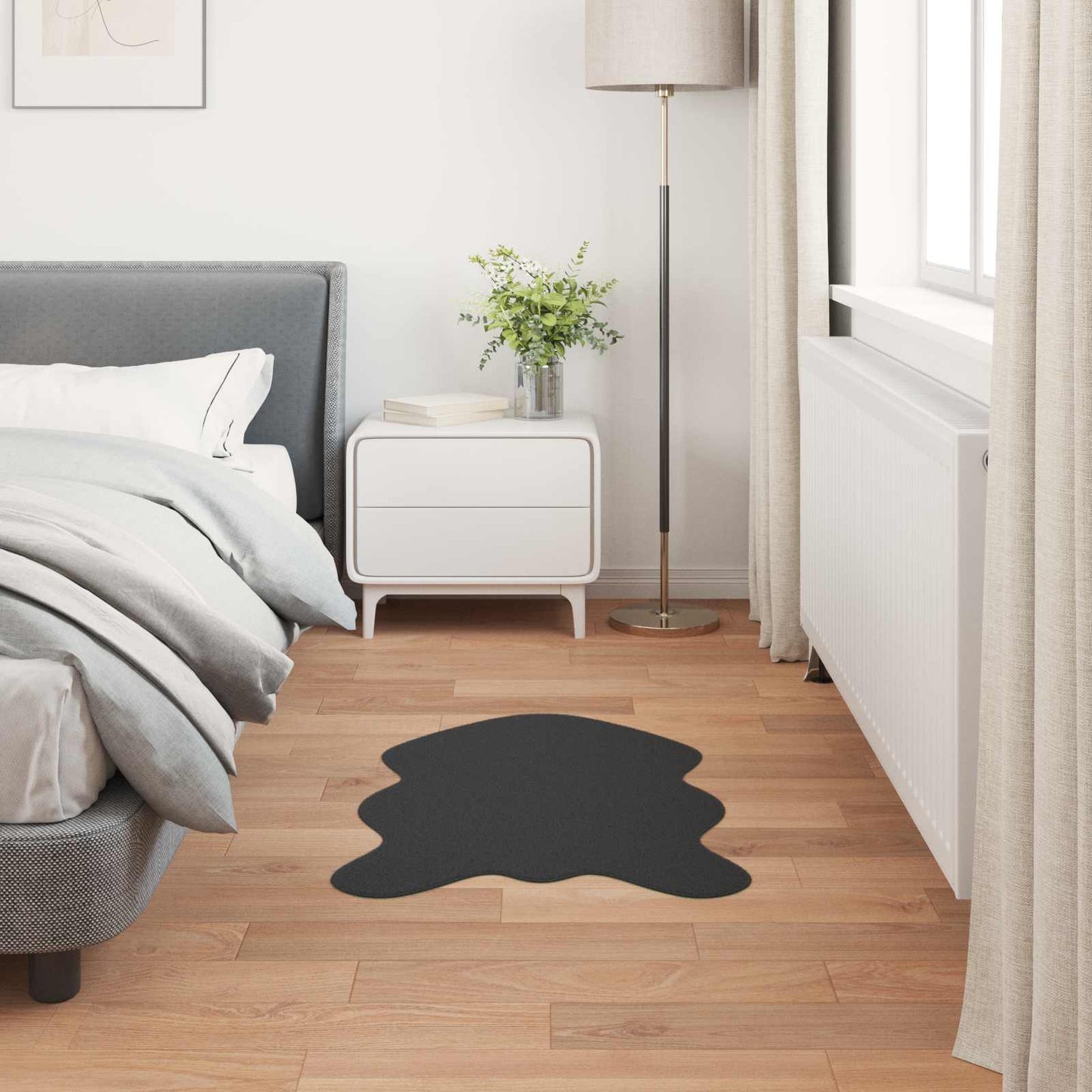Anti-Slip Faux Rabbit Fur Rug OLITE Black 80 x 120 cm Polyester