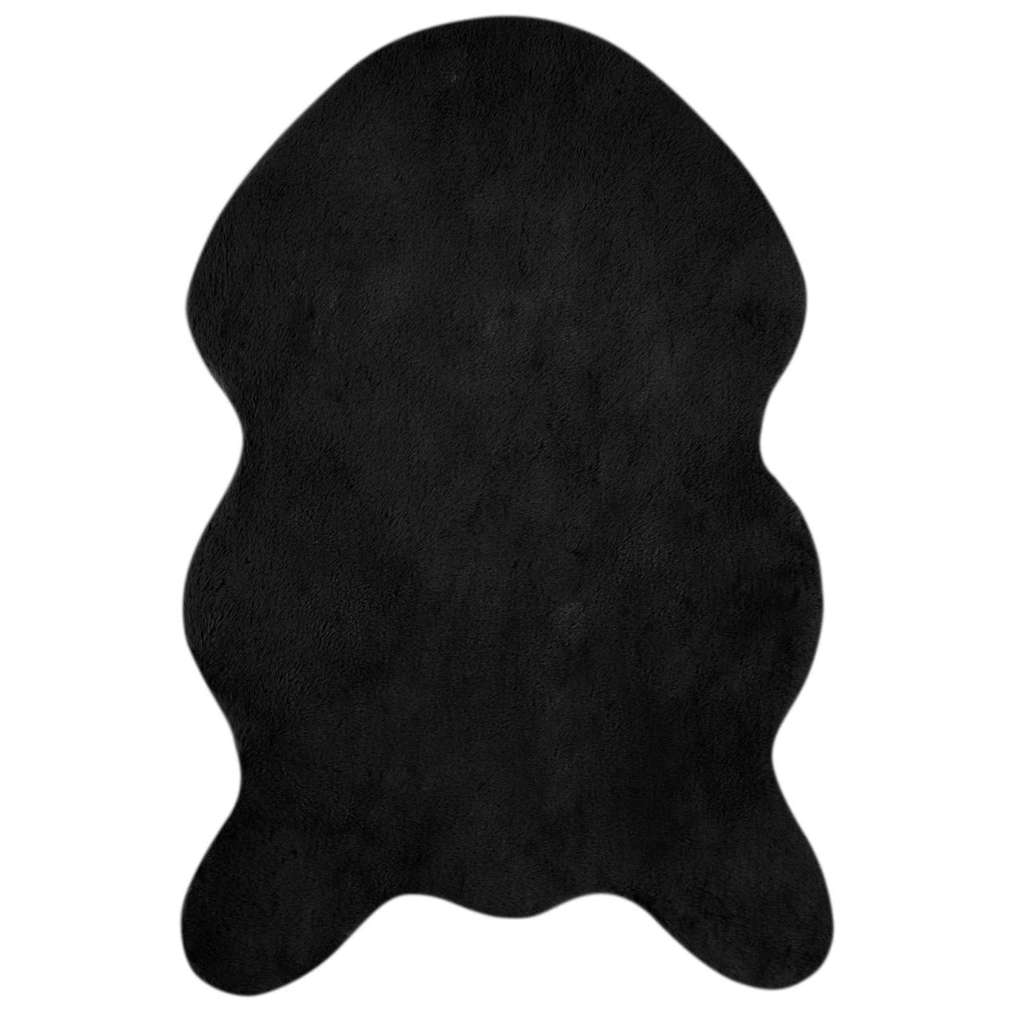 Anti-Slip Faux Rabbit Fur Rug OLITE Black 80 x 120 cm Polyester