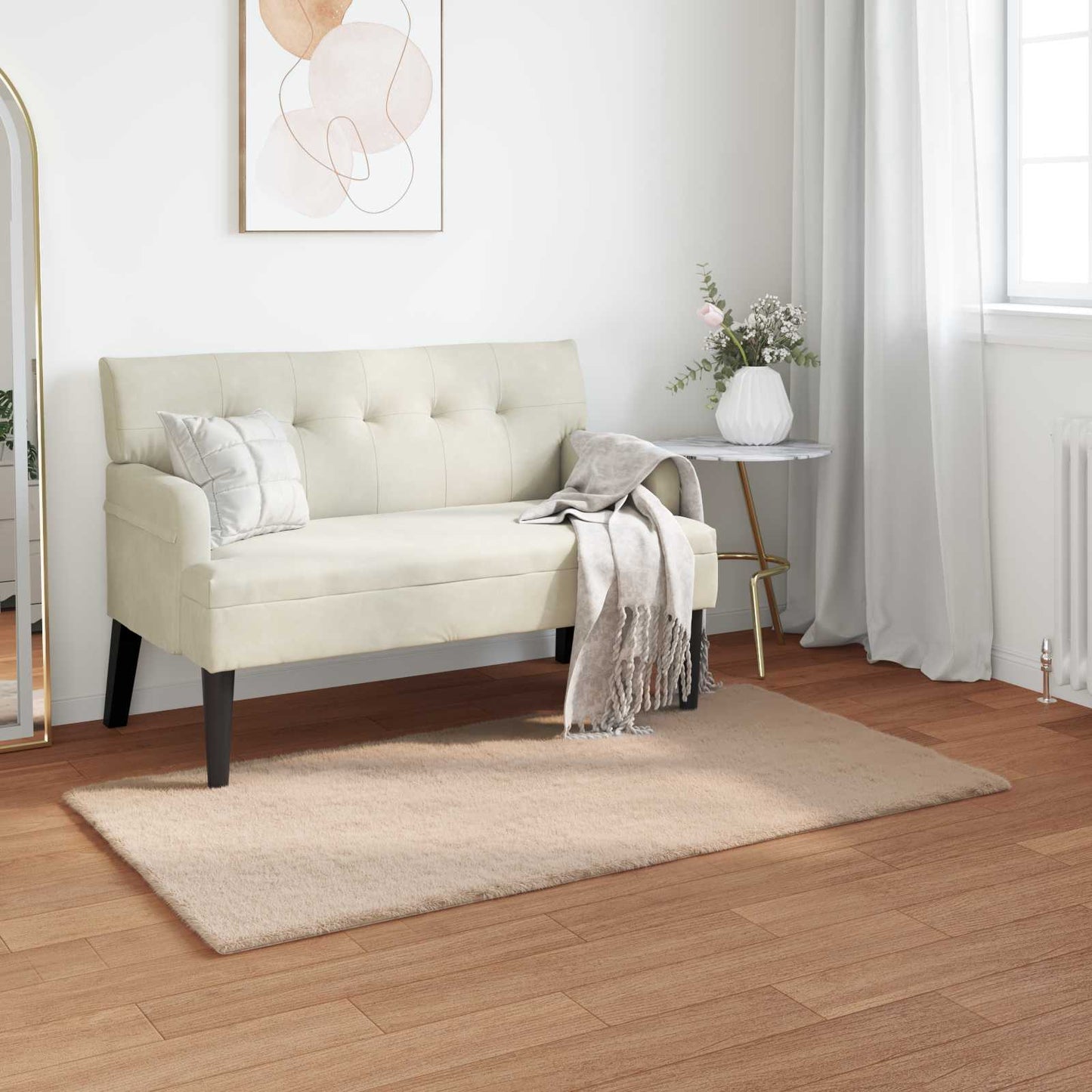 Anti-Slip Faux Rabbit Fur Rug OLITE Taupe 80 x 150 cm Polyester