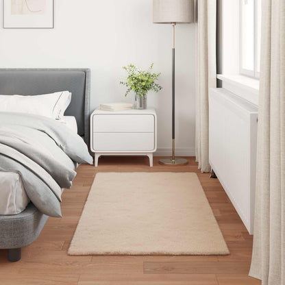Anti-Slip Faux Rabbit Fur Rug OLITE Taupe 80 x 150 cm Polyester