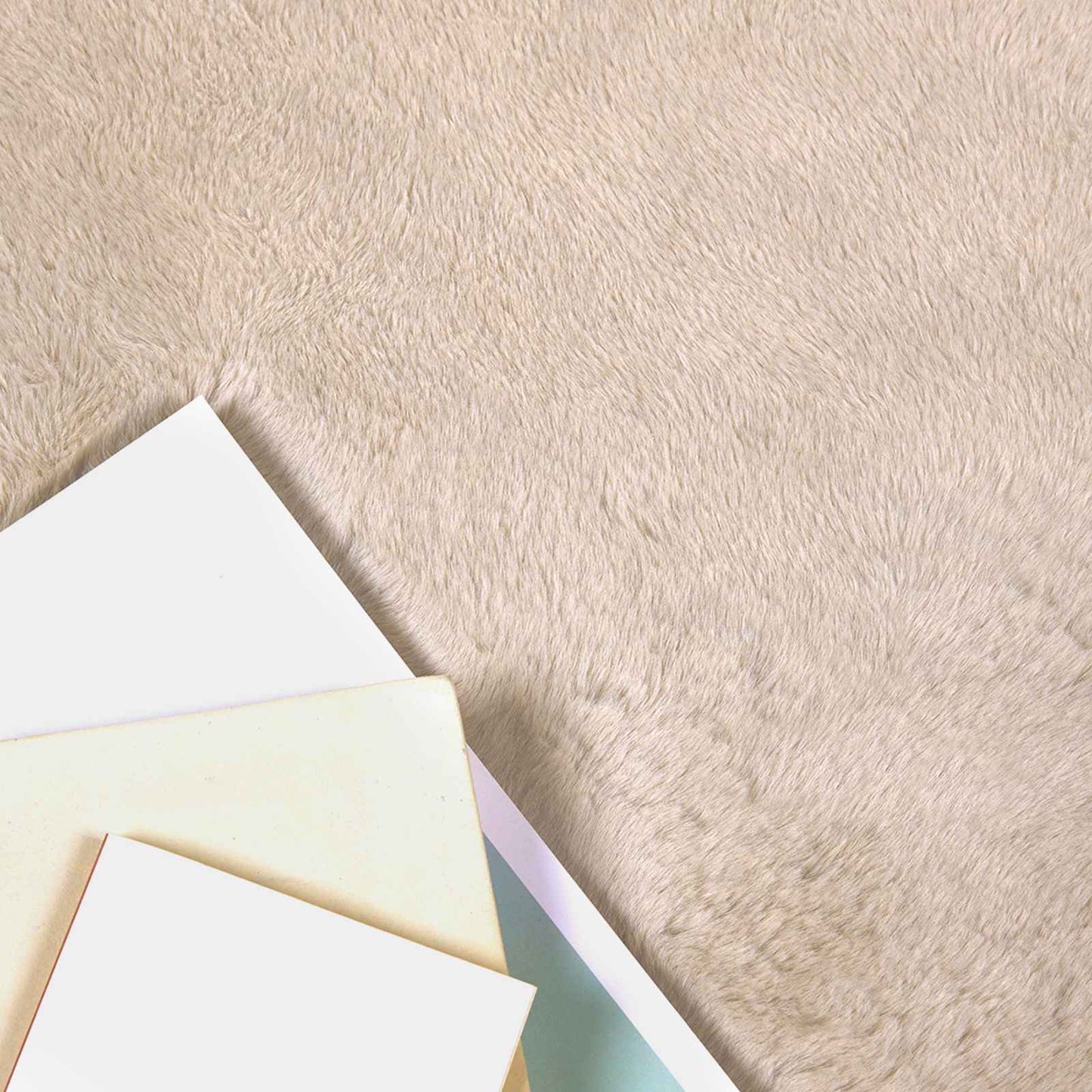 Anti-Slip Faux Rabbit Fur Rug OLITE Taupe 80 x 150 cm Polyester