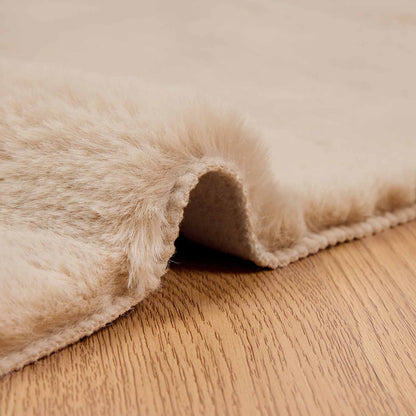 Anti-Slip Faux Rabbit Fur Rug OLITE Taupe 80 x 200 cm Polyester