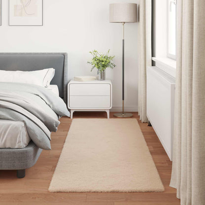 Anti-Slip Faux Rabbit Fur Rug OLITE Taupe 80 x 200 cm Polyester