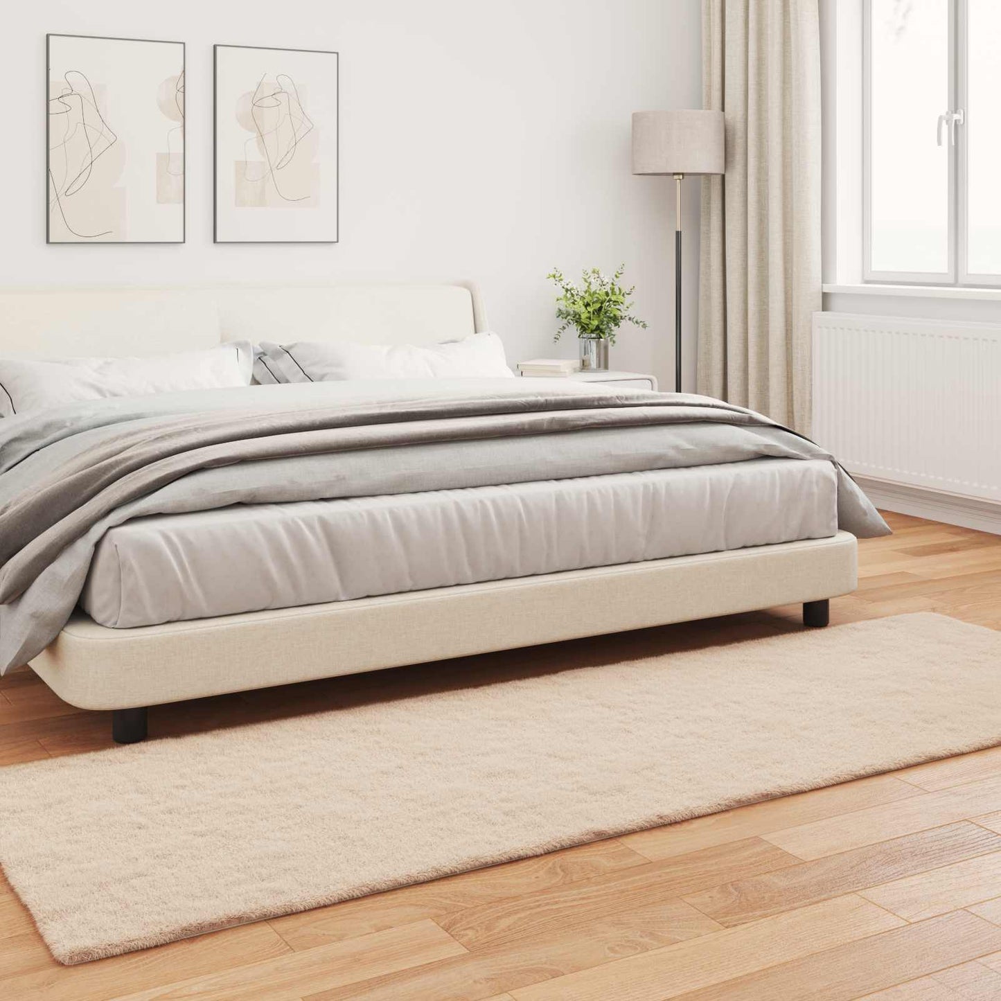 Anti-Slip Faux Rabbit Fur Rug OLITE Taupe 80 x 250 cm Polyester