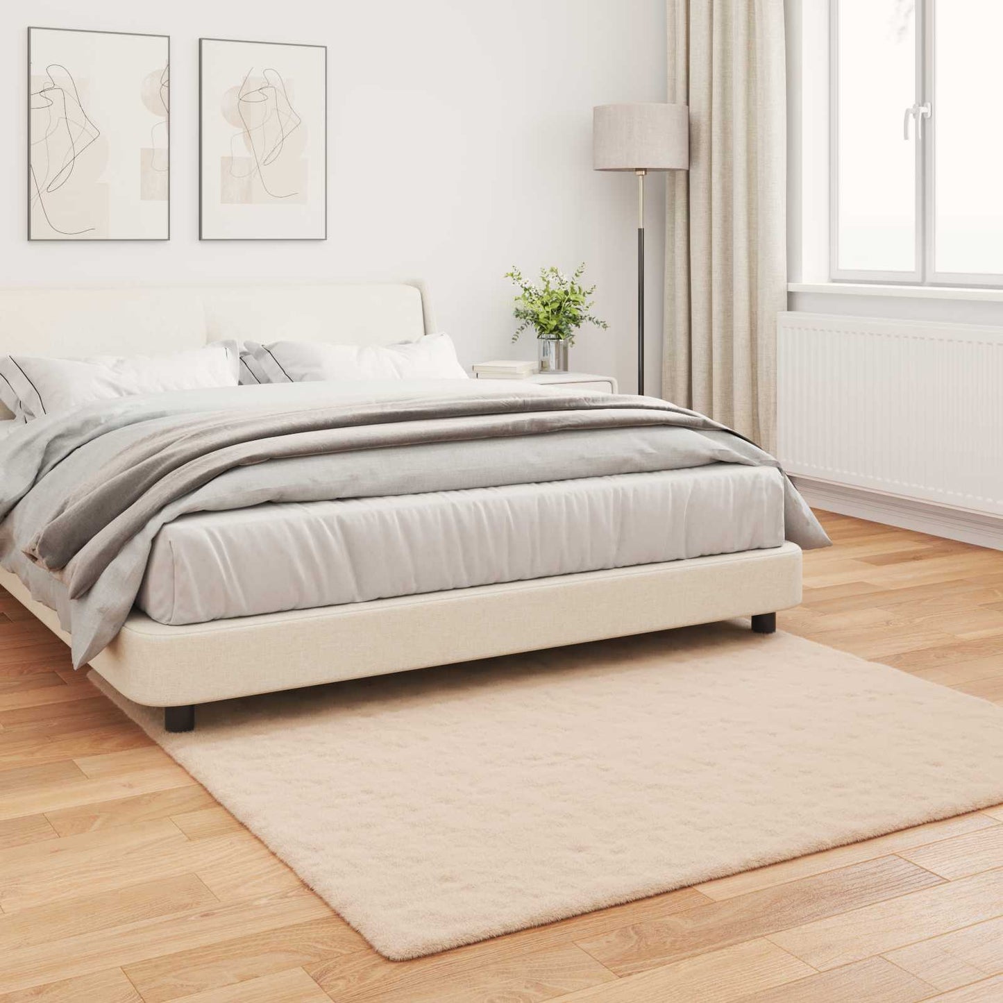 Anti-Slip Faux Rabbit Fur Rug OLITE Taupe 160 x 160 cm