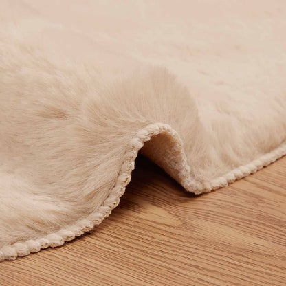 Anti-Slip Faux Rabbit Fur Rug OLITE Taupe Ø 80 cm Polyester