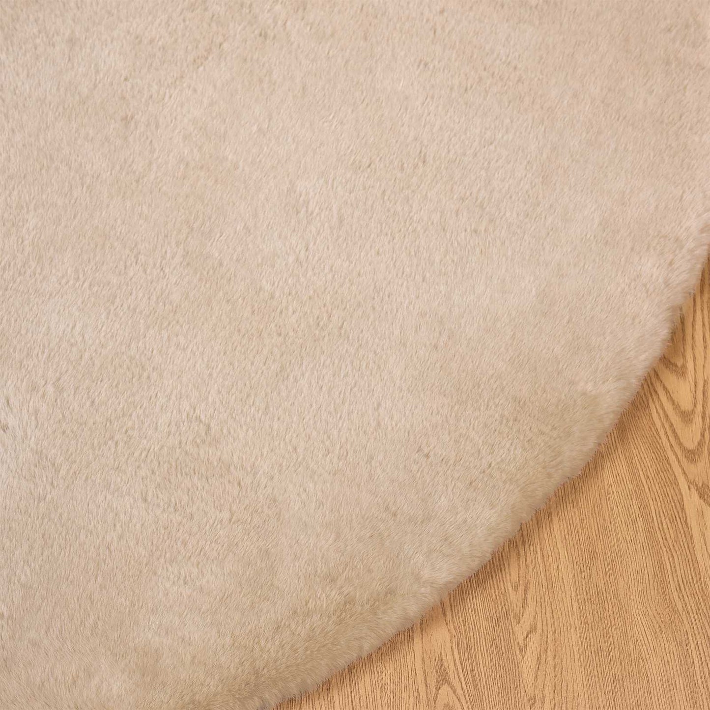 Anti-Slip Faux Rabbit Fur Rug OLITE Taupe Ø 80 cm Polyester