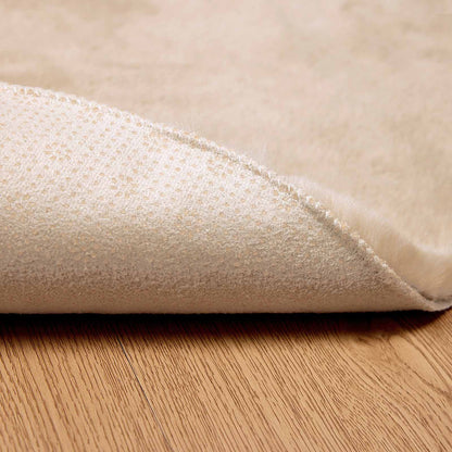 Anti-Slip Faux Rabbit Fur Rug OLITE Taupe Ø 80 cm Polyester