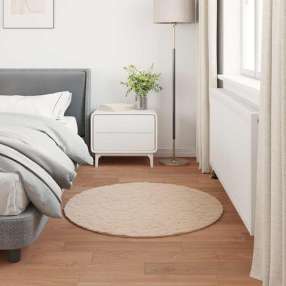 Anti-Slip Faux Rabbit Fur Rug OLITE Taupe Ø 80 cm Polyester