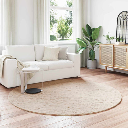 Anti-Slip Faux Rabbit Fur Rug OLITE Taupe Ø 200 cm Polyester