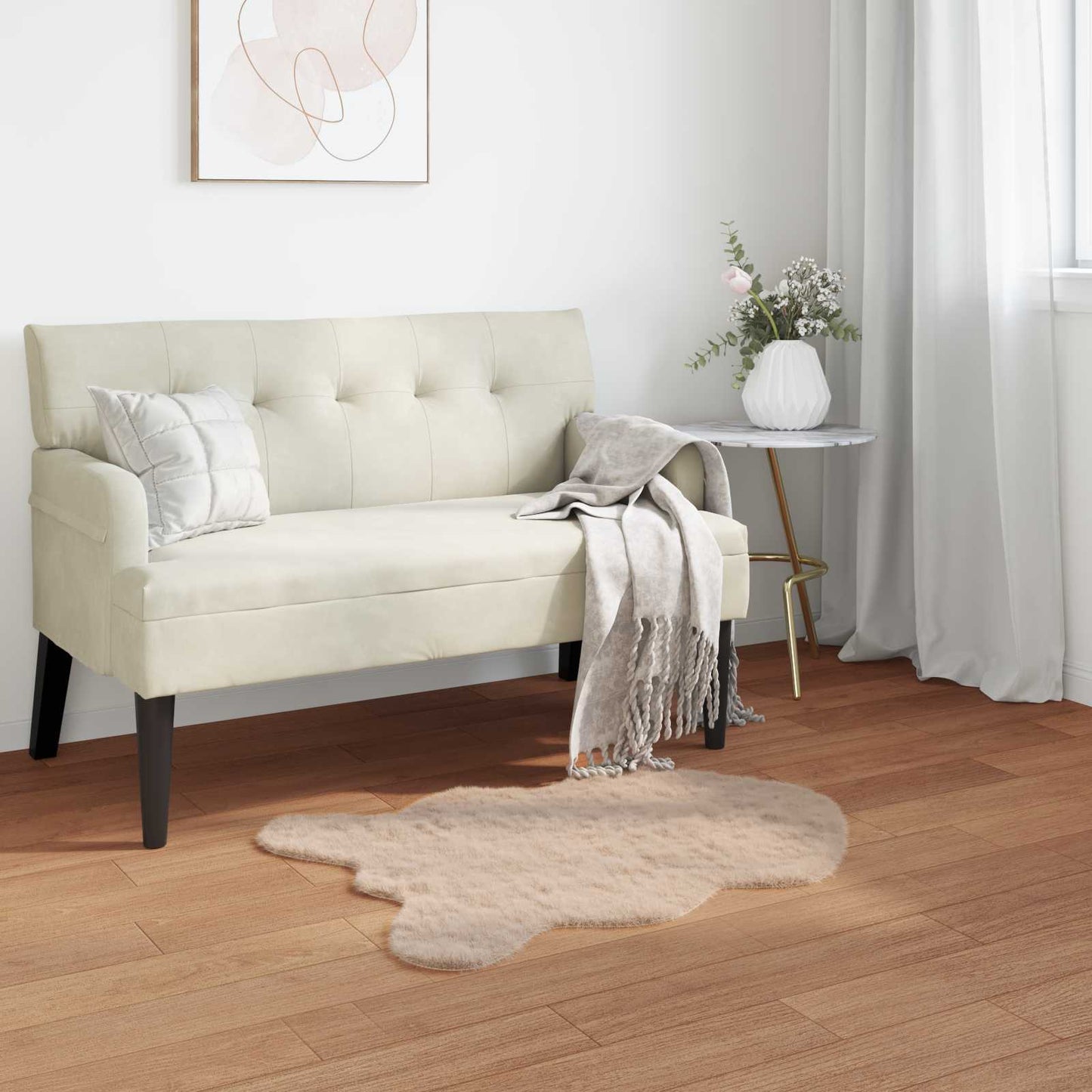 Anti-Slip Faux Rabbit Fur Rug OLITE Taupe 60 x 90 cm Polyester