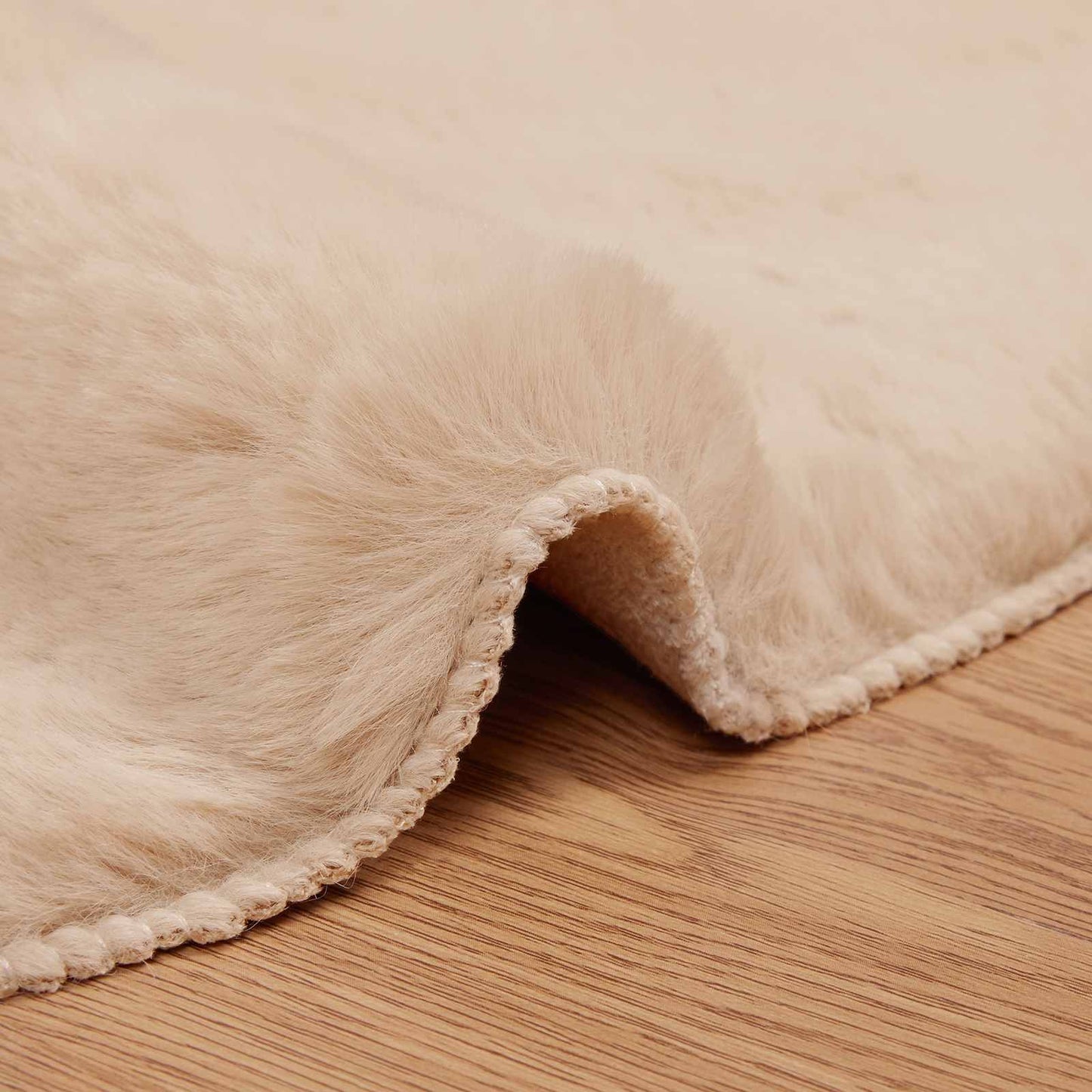Anti-Slip Faux Rabbit Fur Rug OLITE Taupe 80 x 120 cm Polyester