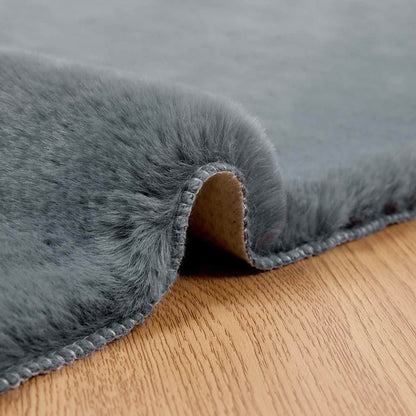Anti-Slip Faux Rabbit Fur Rug OLITE Anthracite 80 x 200 cm