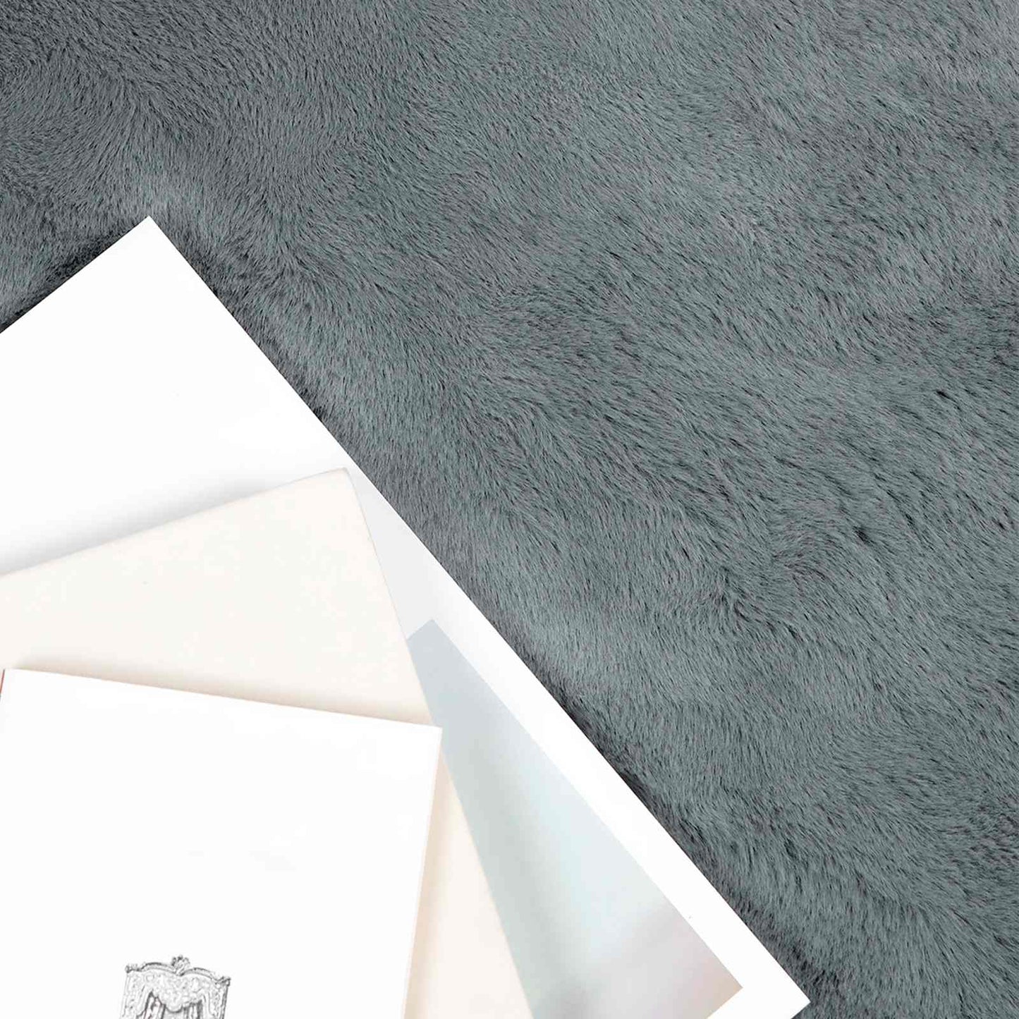 Anti-Slip Faux Rabbit Fur Rug OLITE Anthracite 80 x 250 cm