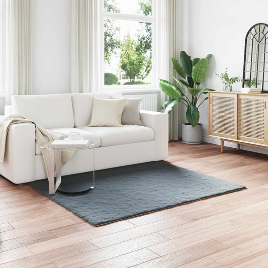 Anti-Slip Faux Rabbit Fur Rug OLITE Anthracite 120 x 120 cm