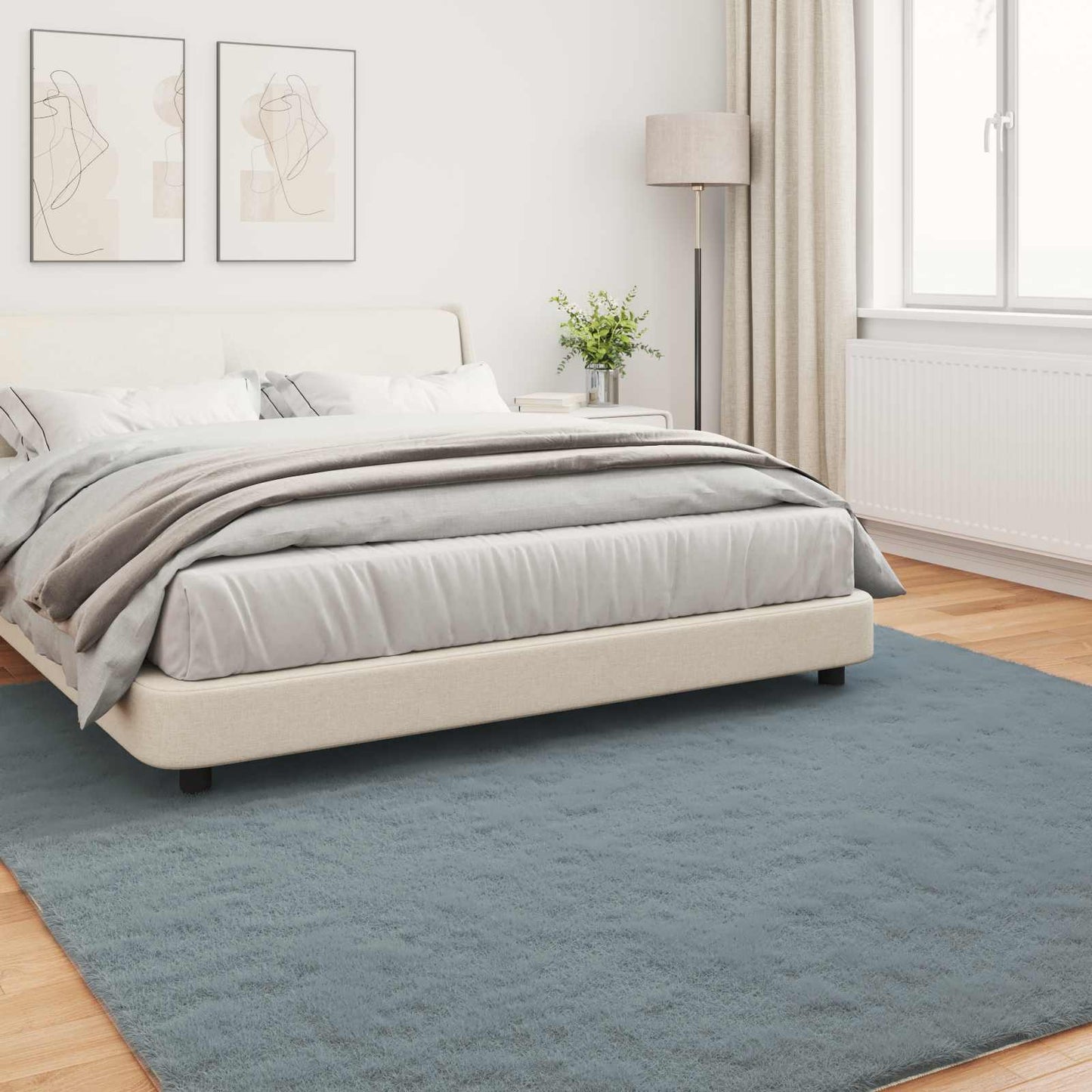 Anti-Slip Faux Rabbit Fur Rug OLITE Anthracite 240 x 240 cm