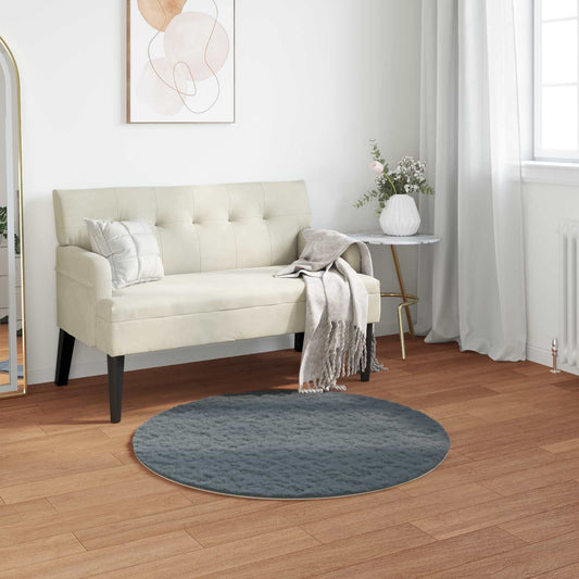 Anti-Slip Faux Rabbit Fur Rug OLITE Anthracite Ø 100 cm