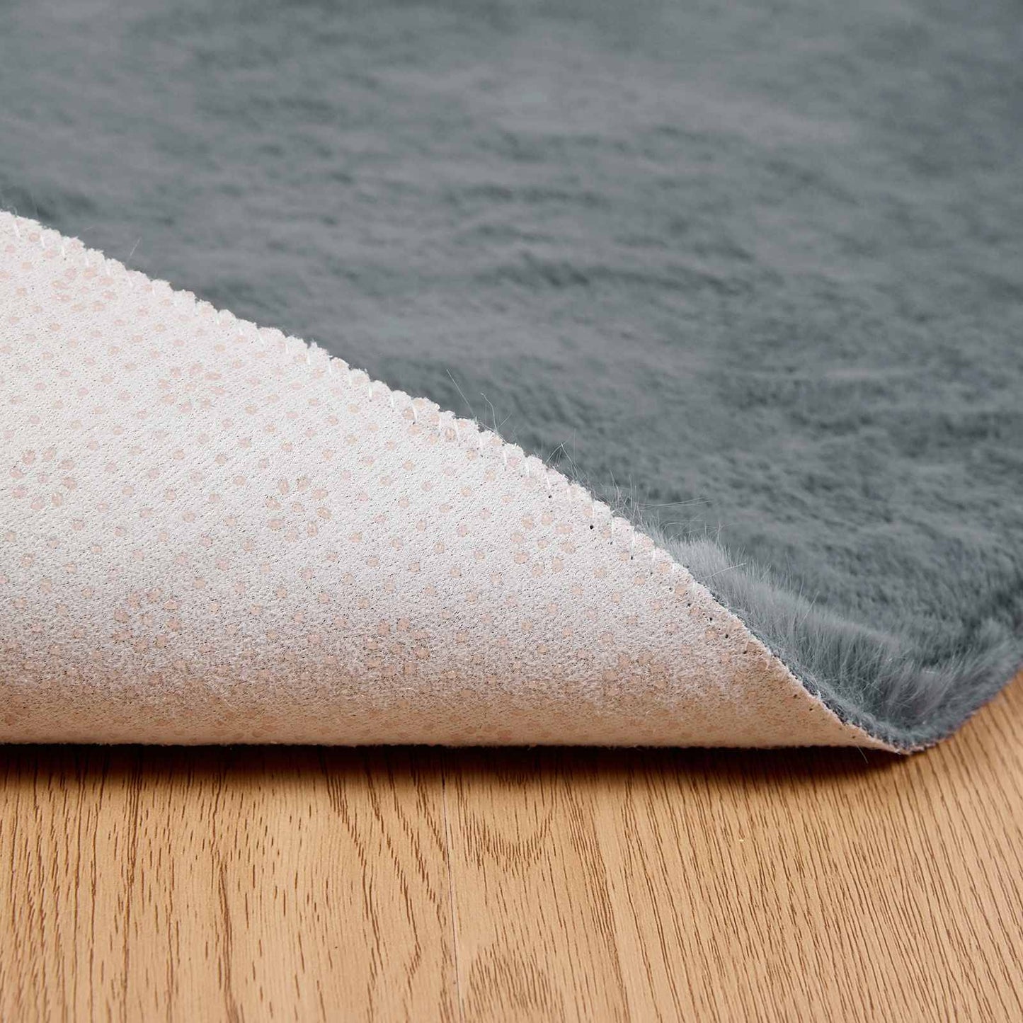 Anti-Slip Faux Rabbit Fur Rug OLITE Anthracite Ø 200 cm
