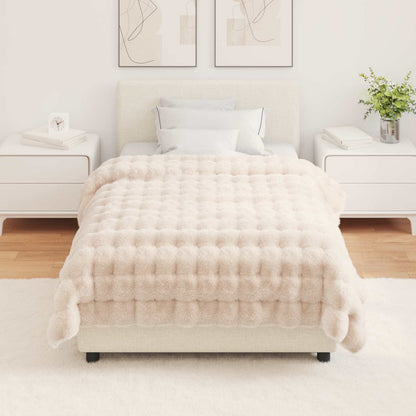 Anti-Slip Faux Rabbit Fur Blanket Olite Beige 130 x 150 cm