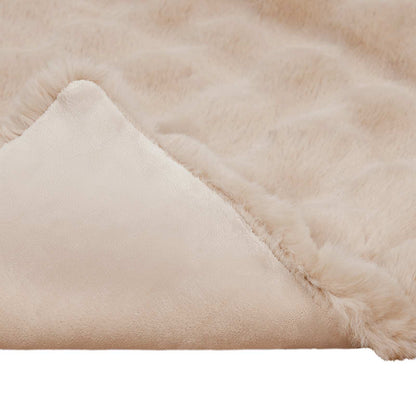 Anti-Slip Faux Rabbit Fur Blanket Olite Beige 240 x 270 cm