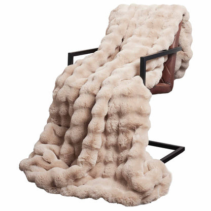 Anti-Slip Faux Rabbit Fur Blanket Olite Beige 240 x 270 cm