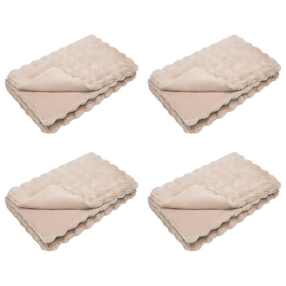 Anti-Slip Faux Rabbit Fur Blanket Olite 4 pcs Beige Polyester
