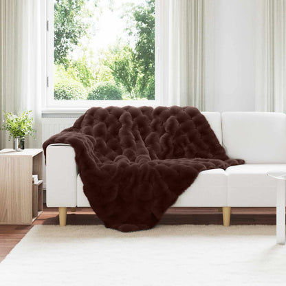 Anti-Slip Faux Rabbit Fur Blanket Olite Camel 130 x 150 cm