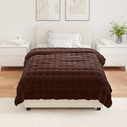 Anti-Slip Faux Rabbit Fur Blanket Olite Camel 130 x 150 cm