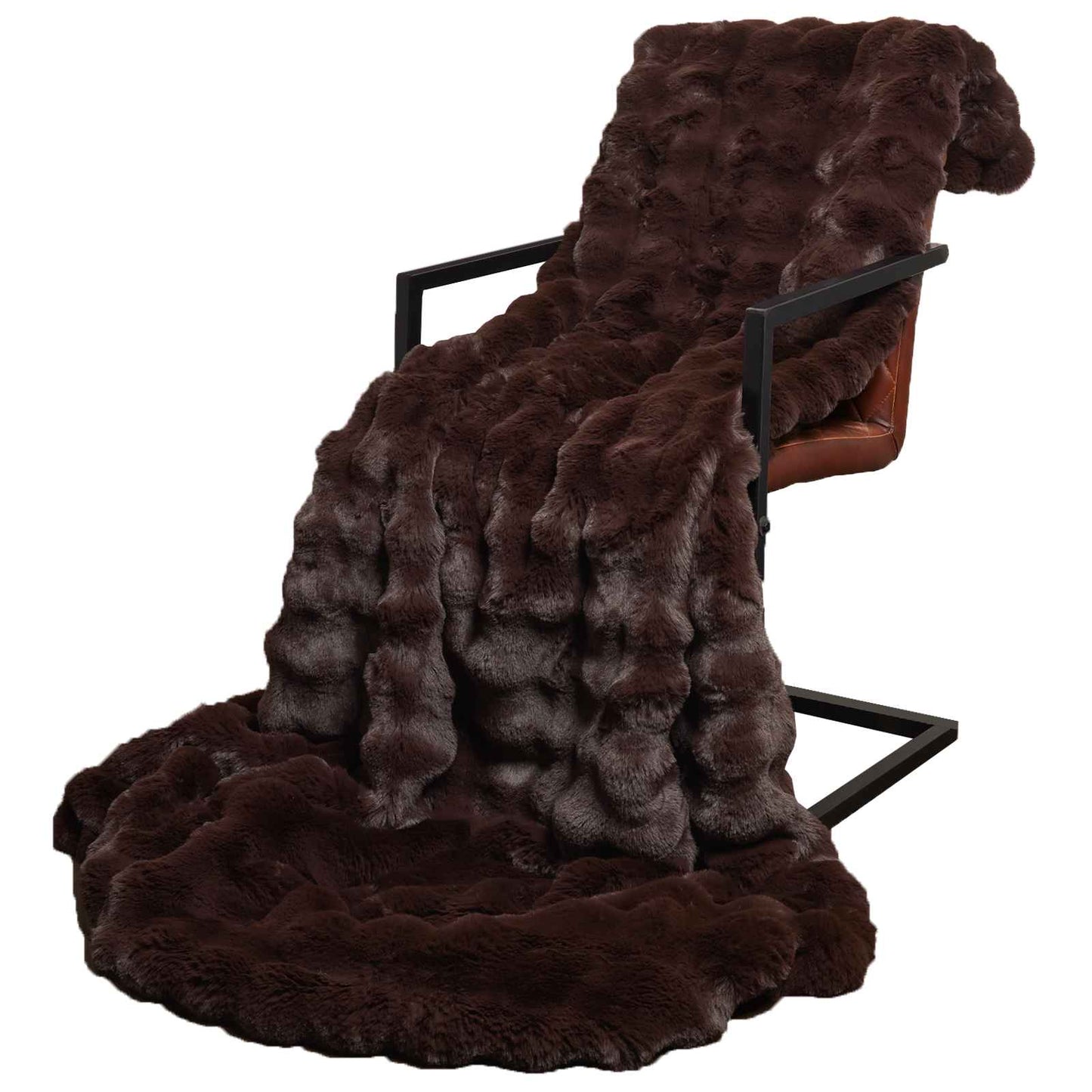 Anti-Slip Faux Rabbit Fur Blanket Olite Camel 130 x 150 cm