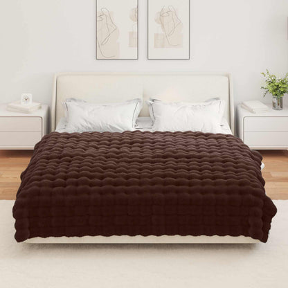 Anti-Slip Faux Rabbit Fur Blanket Olite Camel 150 x 220 cm
