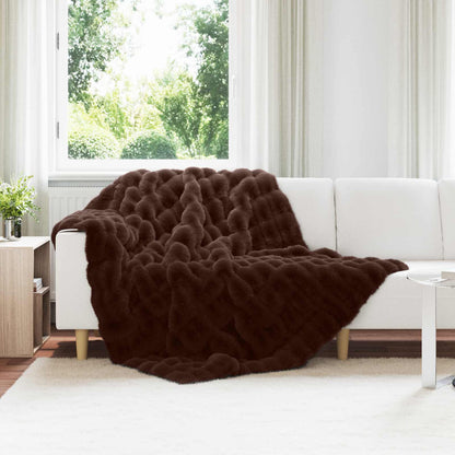 Anti-Slip Faux Rabbit Fur Blanket Olite 4 pcs Camel Polyester