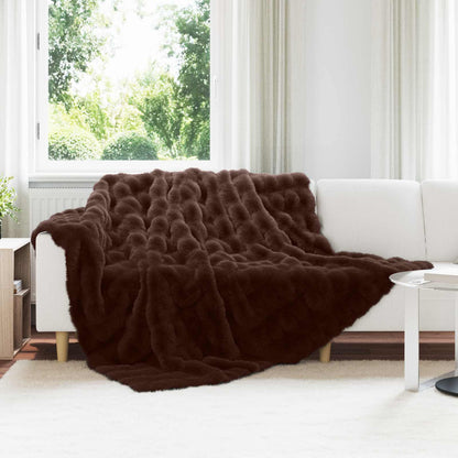 Anti-Slip Faux Rabbit Fur Blanket Olite 4 pcs Camel Polyester