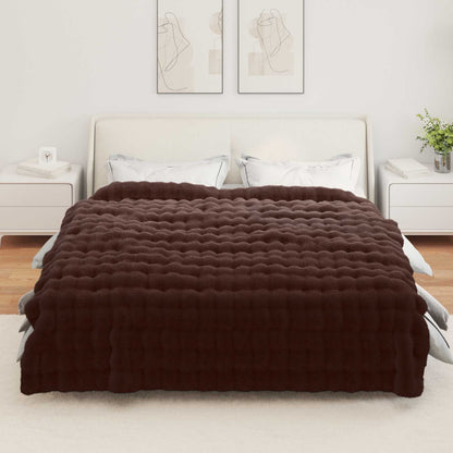 Anti-Slip Faux Rabbit Fur Blanket Olite 4 pcs Camel Polyester