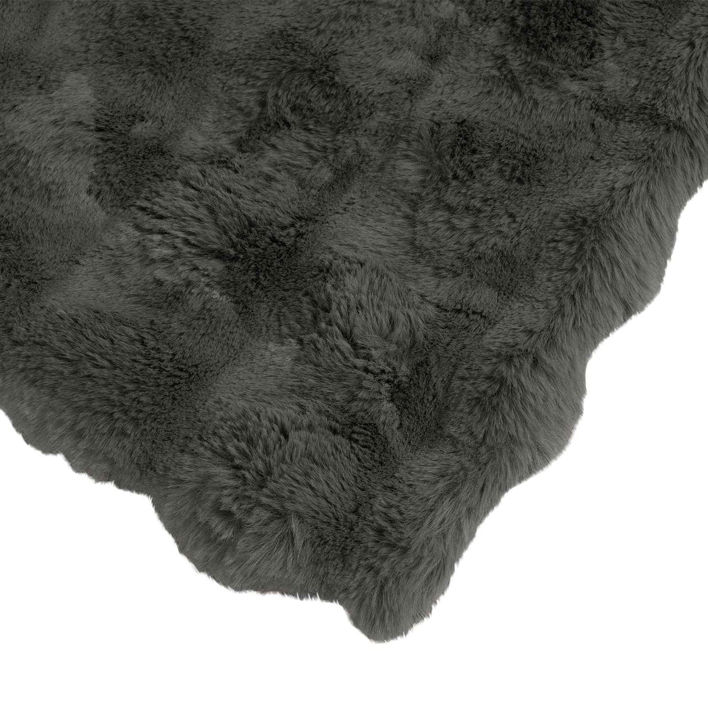 Anti-Slip Faux Rabbit Fur Blanket Olite Dark Grey 130 x 150 cm