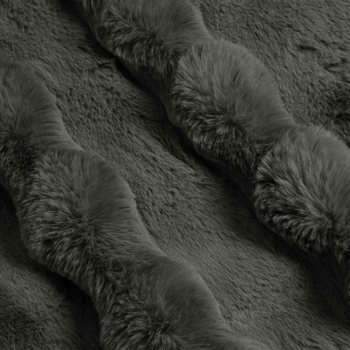 Anti-Slip Faux Rabbit Fur Blanket Olite Dark Grey 130 x 150 cm