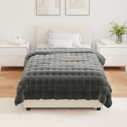 Anti-Slip Faux Rabbit Fur Blanket Olite Dark Grey 130 x 150 cm
