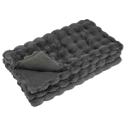 Anti-Slip Faux Rabbit Fur Blanket Olite Dark Grey 130 x 150 cm