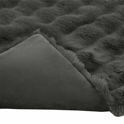 Anti-Slip Faux Rabbit Fur Blanket Olite Dark Grey 240 x 270 cm