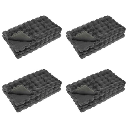Anti-Slip Faux Rabbit Fur Blanket Olite 4 pcs Dark Grey