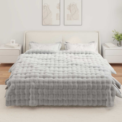 Anti-Slip Faux Rabbit Fur Blanket Olite Grey 220 x 240 cm