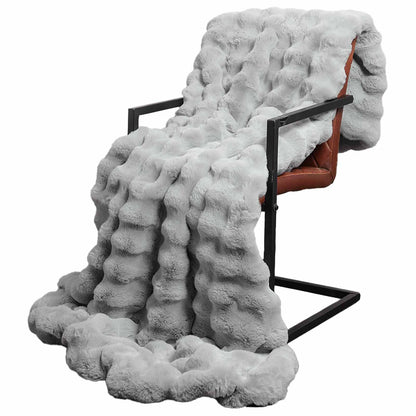 Anti-Slip Faux Rabbit Fur Blanket Olite Grey 220 x 240 cm