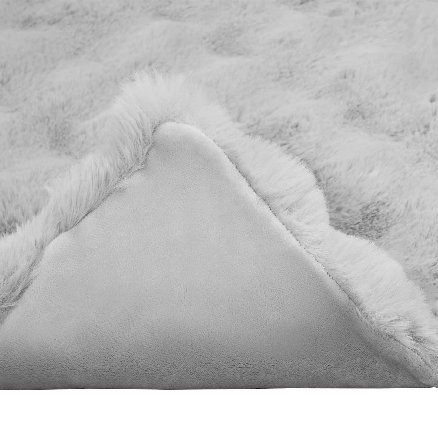 Anti-Slip Faux Rabbit Fur Blanket Olite 4 pcs Grey 130 x 150 cm