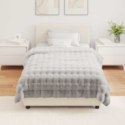 Anti-Slip Faux Rabbit Fur Blanket Olite 4 pcs Grey 130 x 150 cm