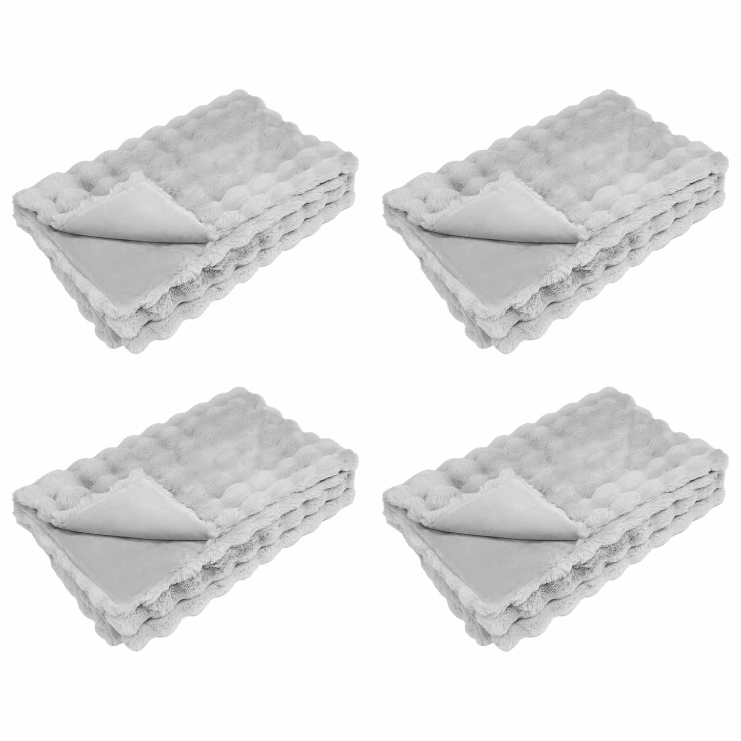 Anti-Slip Faux Rabbit Fur Blanket Olite 4 pcs Grey 130 x 150 cm