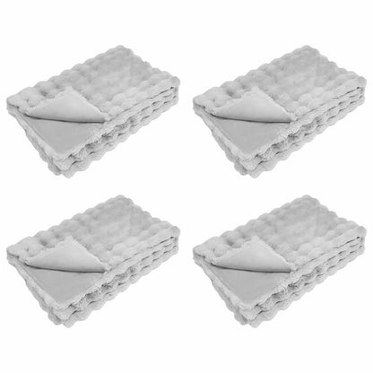 Anti-Slip Faux Rabbit Fur Blanket Olite 4 pcs Grey 130 x 150 cm